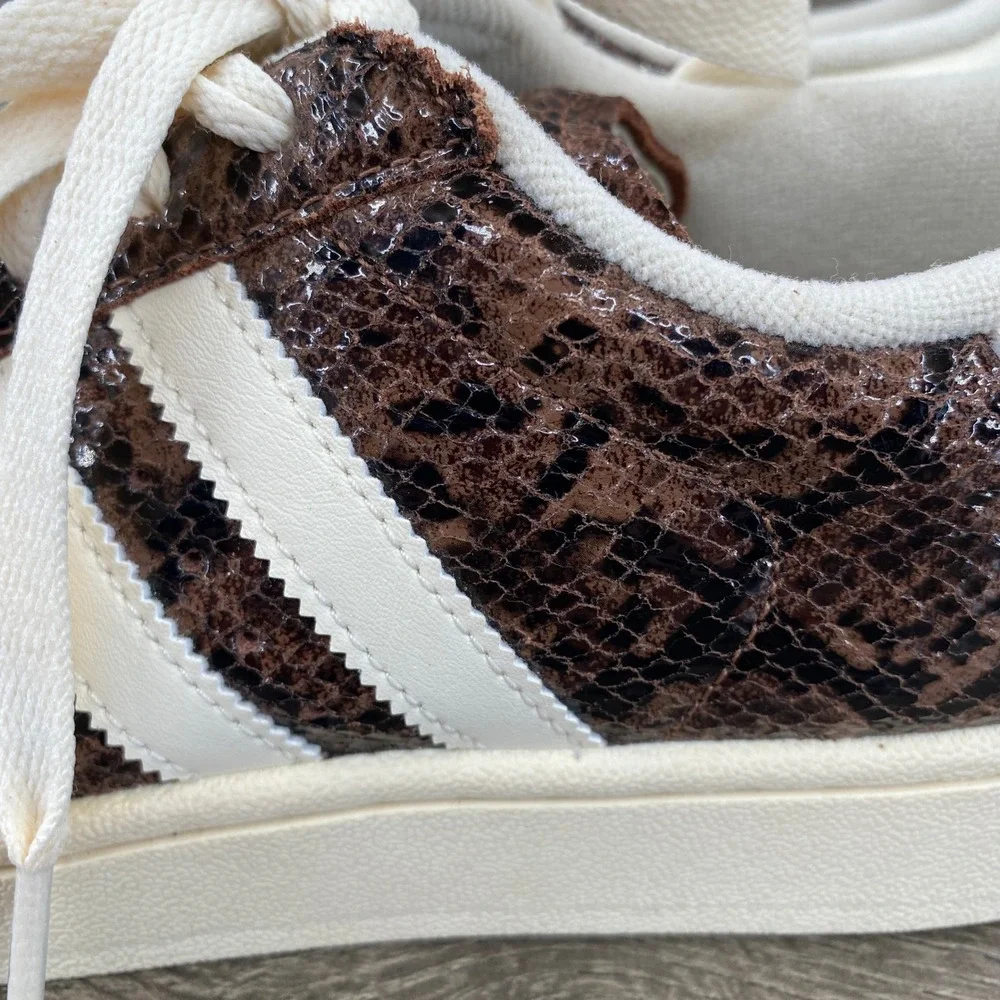Adidas Superstar Sneakers Womens 8 Brown Snakeskin Shell Toe Leather Low Top